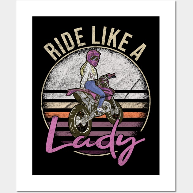 MotoCross motorcyclist woman lady girl motorcycle dirt bike Wall Art by auviba-design